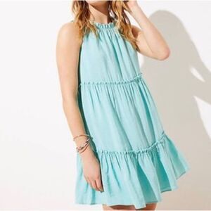LOFT High Cinch Neckline Tier Swing Dress